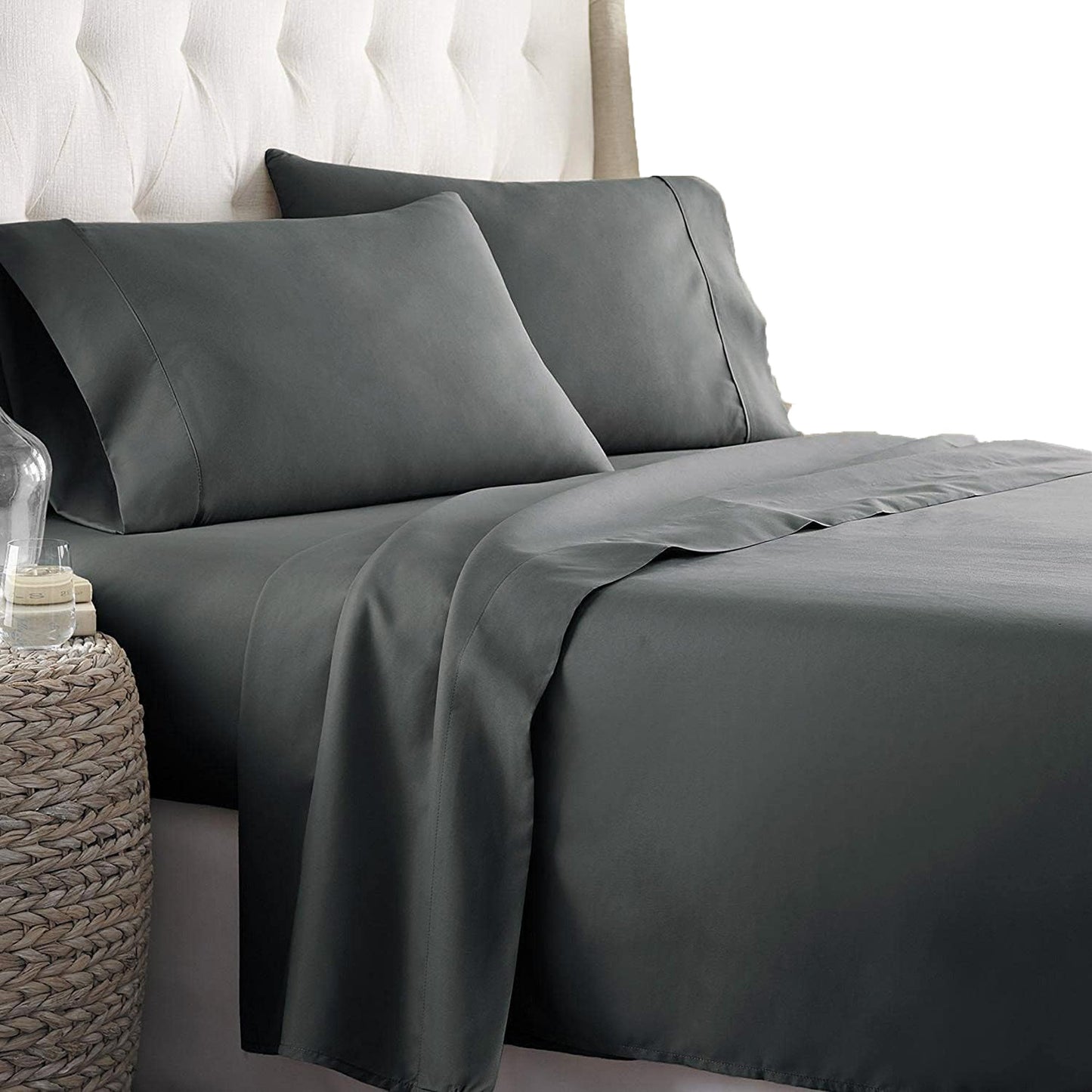 2000TC Ultra-Soft Luxury Deep Pocket Bedding Sheet Set - Dark Grey