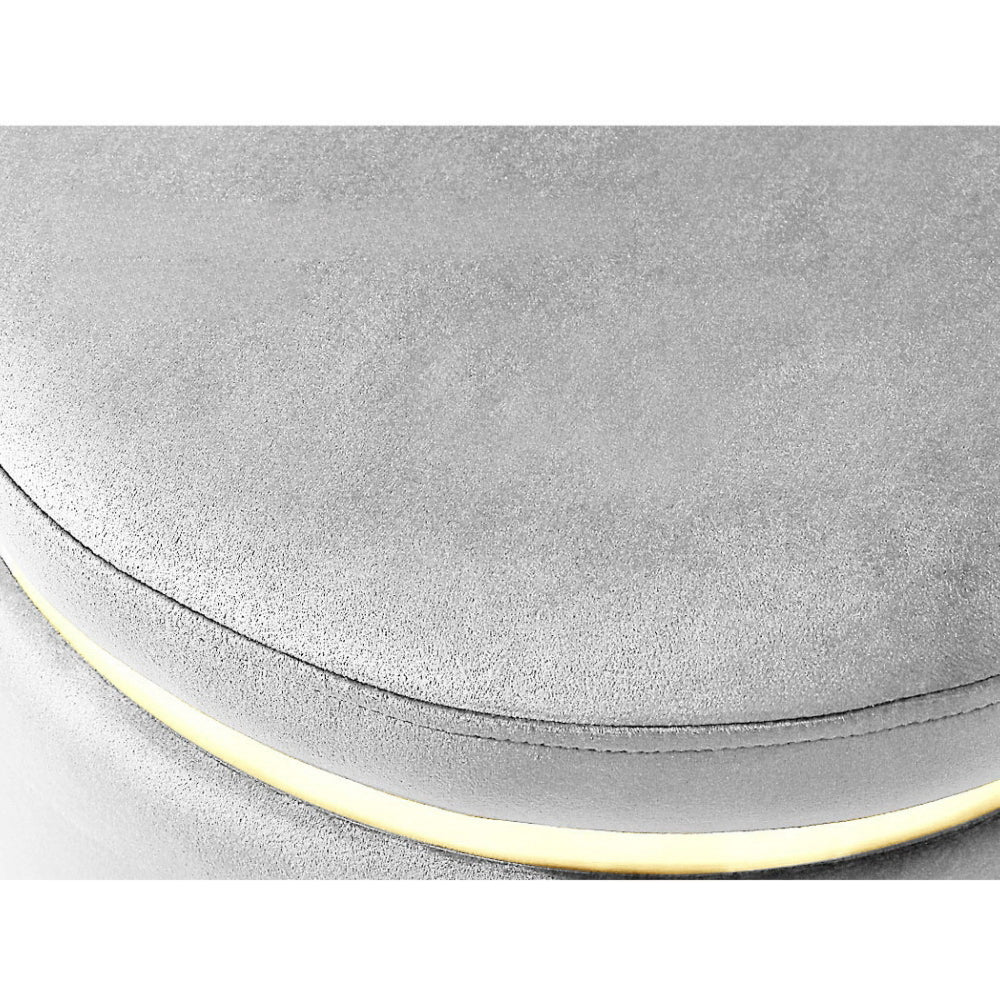 Round Velvet Ottoman Foot Stool Foot Rest Pouffe Pouf Padded Seat Grey