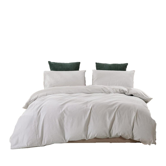 100% Soft Comfortable Cotton Corduroy Durable Doona Quilt Cover Set - Dove Grey
