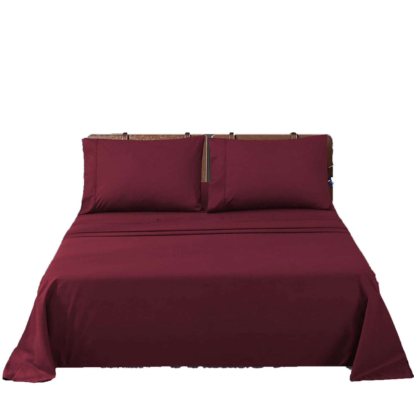300 Thread Count Sheet Set 50% Cotton 50% Polyester Bed Sheet Set - Burgundy