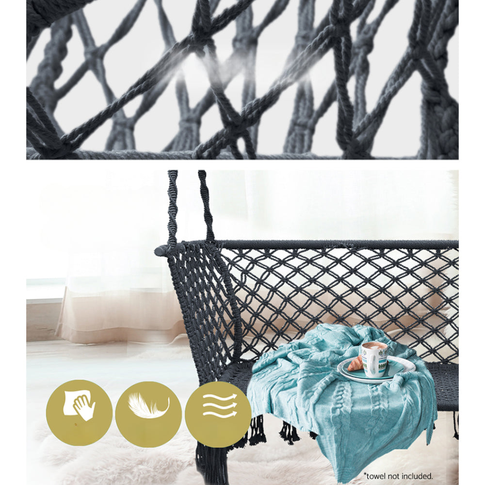 Camping Portable Hammock Chair Patio Swing Double Seat - Grey