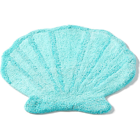 Sea Shell Shaped Cotton Polyester Rug - Aqua
