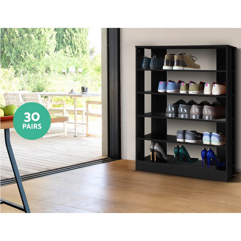 Shoe Cabinet Shoes Organiser Storage Rack 30 Pairs Black Shelf Wooden