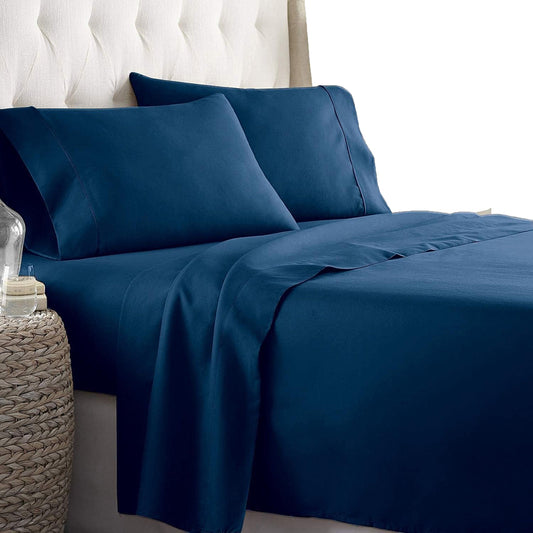 2000TC Breathable Microfibre Deep Pocket Bed Sheet Set - Navy