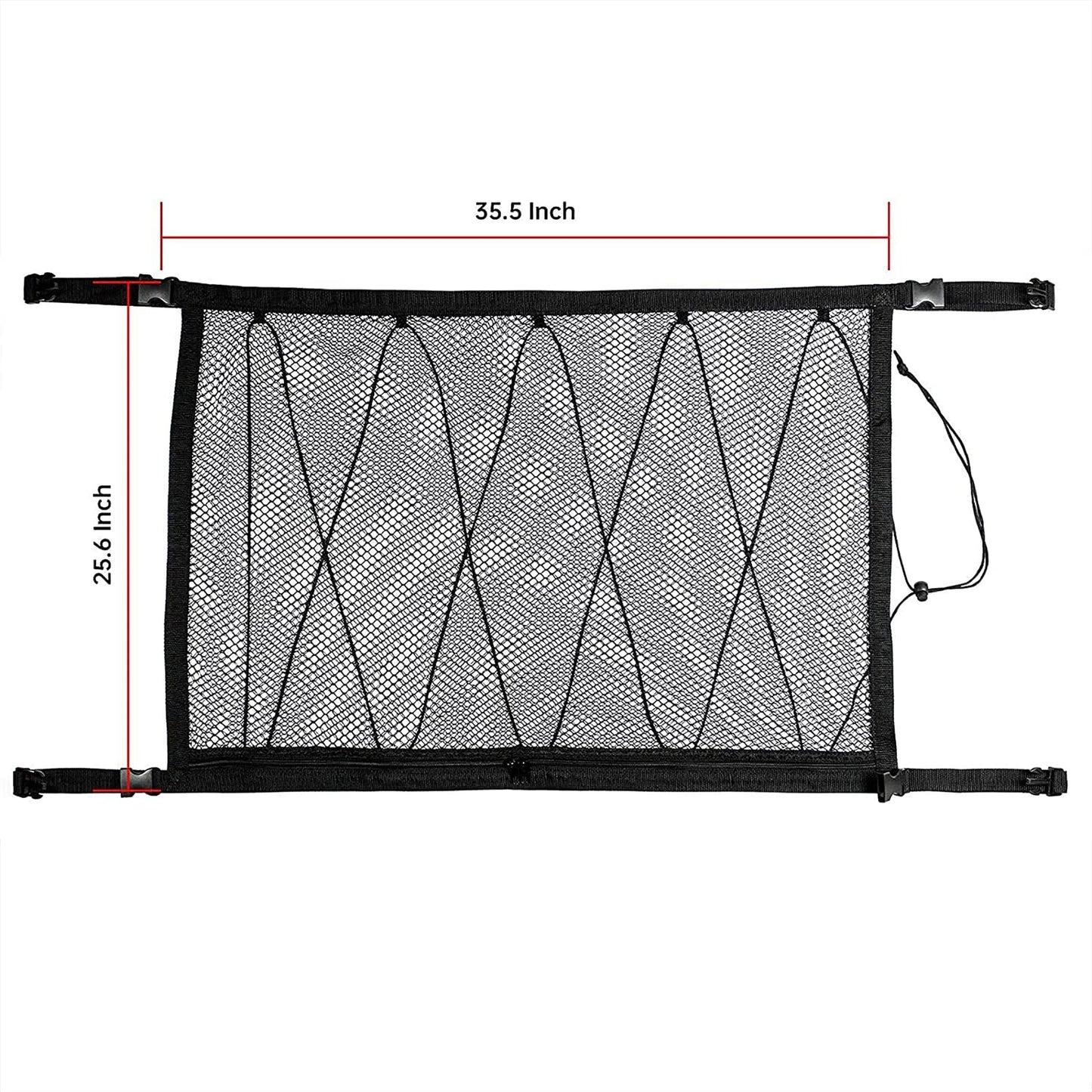 Double Layer Mesh SUV Roof Organizer Long Trip Storage Bag - Black