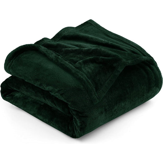 300GSM Microfibre Anti-Static Fuzzy Soft Fleece Blanket - Green