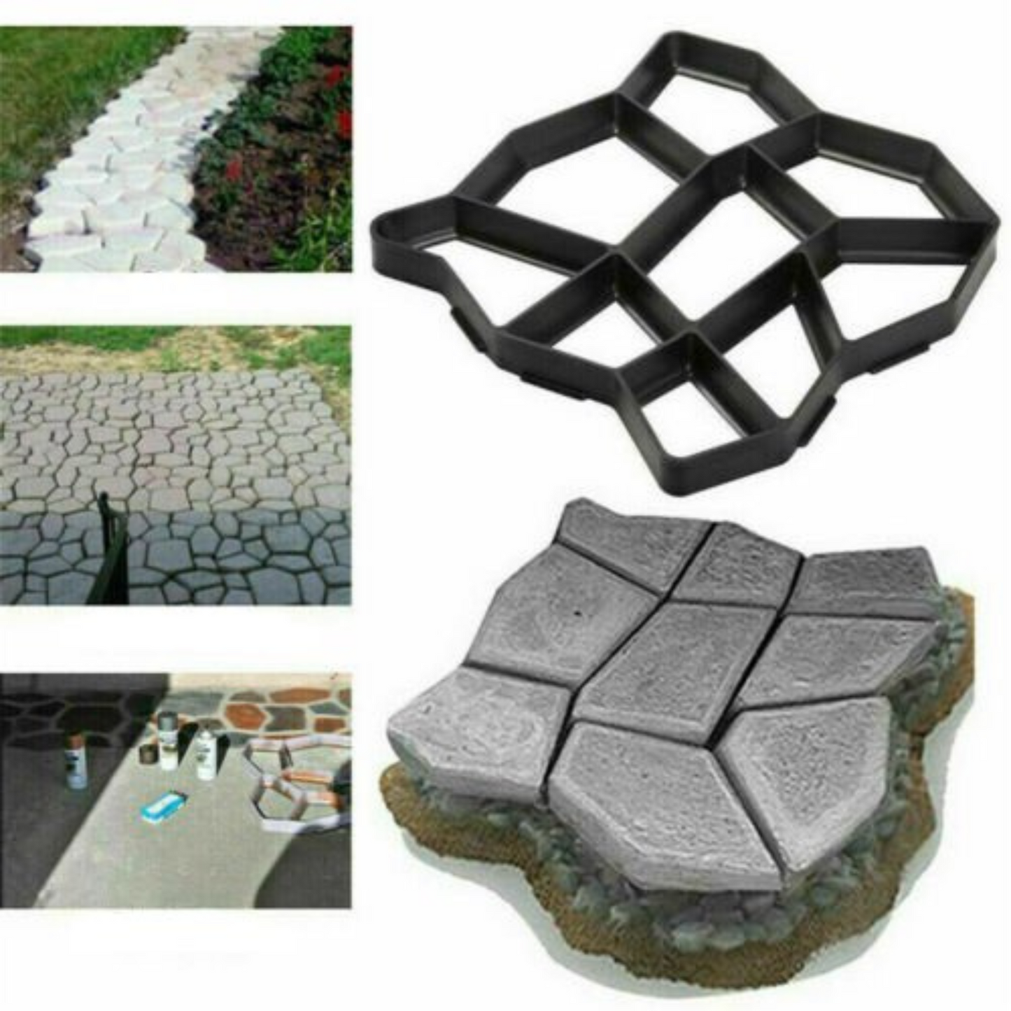 Concrete Paving Patio Mold Garden Path Maker Driveway Walk Road Stone Mould