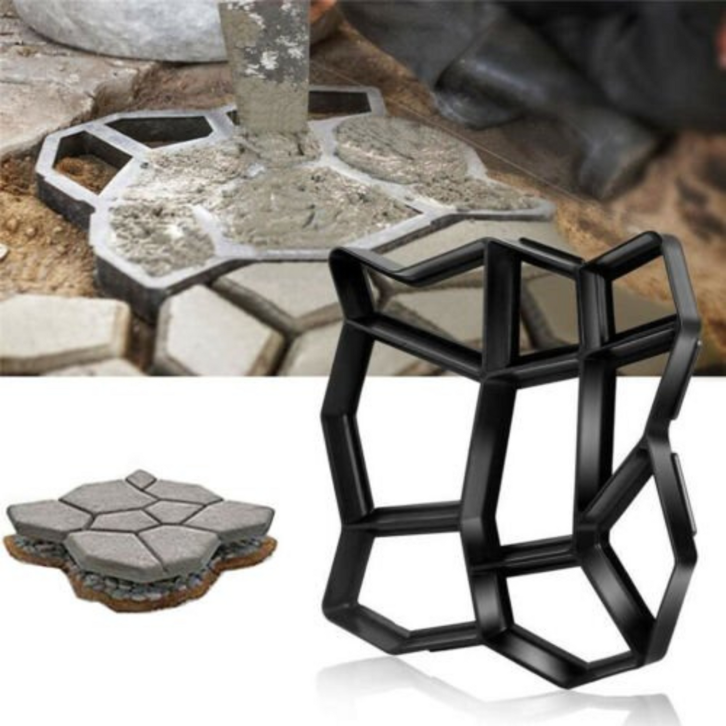 Concrete Paving Patio Mold Garden Path Maker Driveway Walk Road Stone Mould