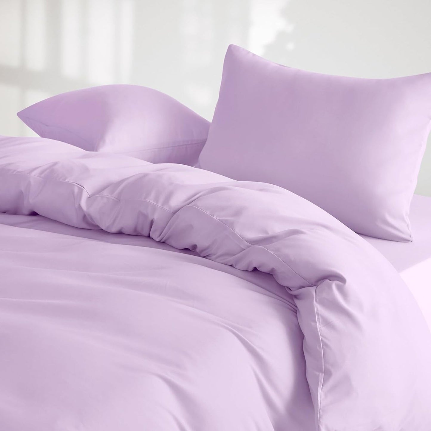 1000TC Ultra Soft Microfiber Duvet Doona Cover Bedding Quilt Cover Set - Lilac