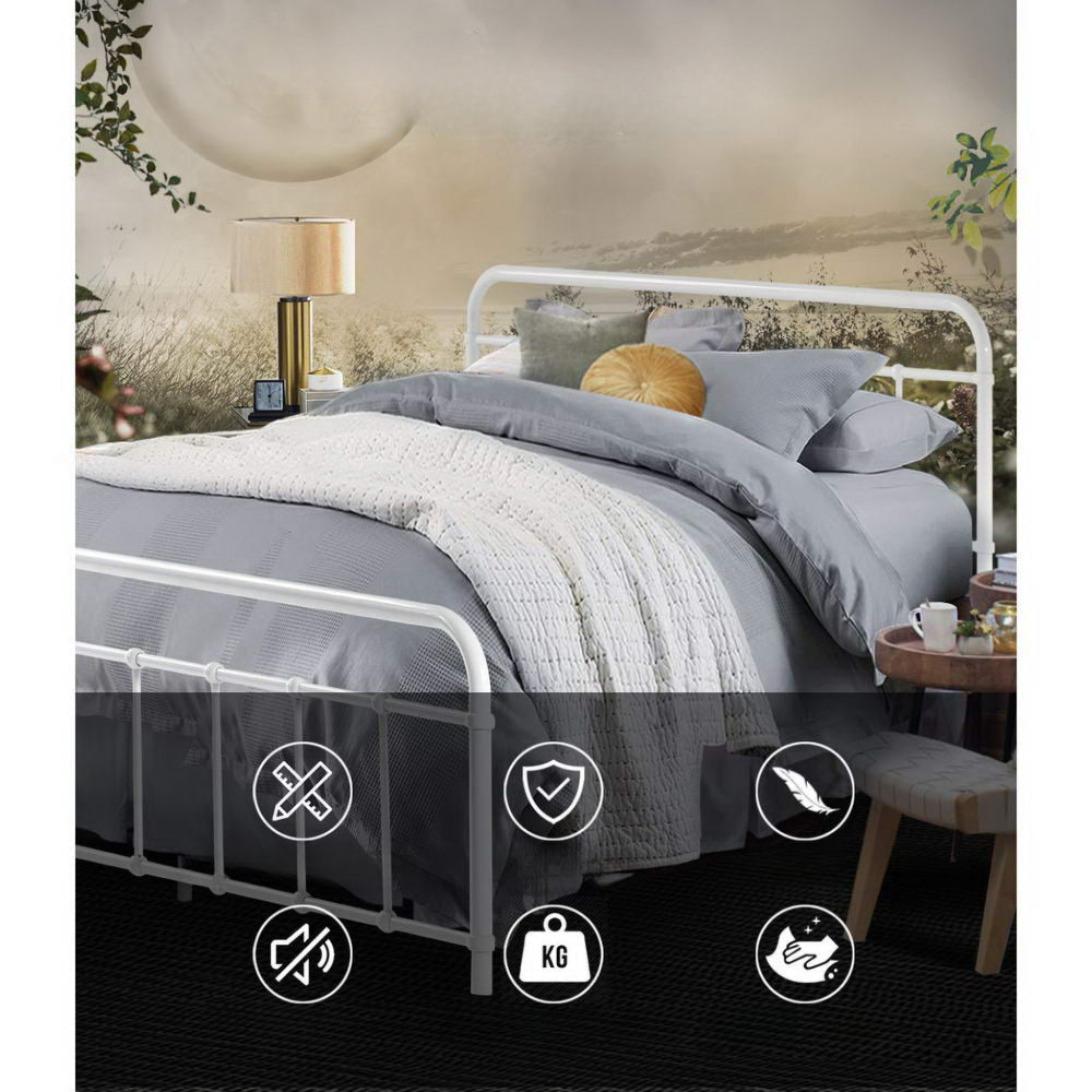 Metal Bed Frame - Queen (White)