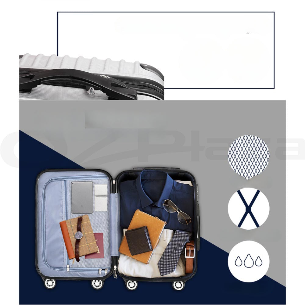3pc Luggage Sets Trolley Travel Suitcases TSA Hard Case Silver