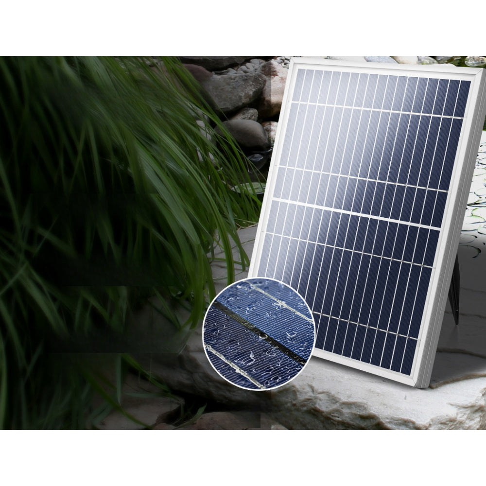 Solar Pond Pump with Battery Powered Submersible Kit LED Light & Remote 8.8 FT