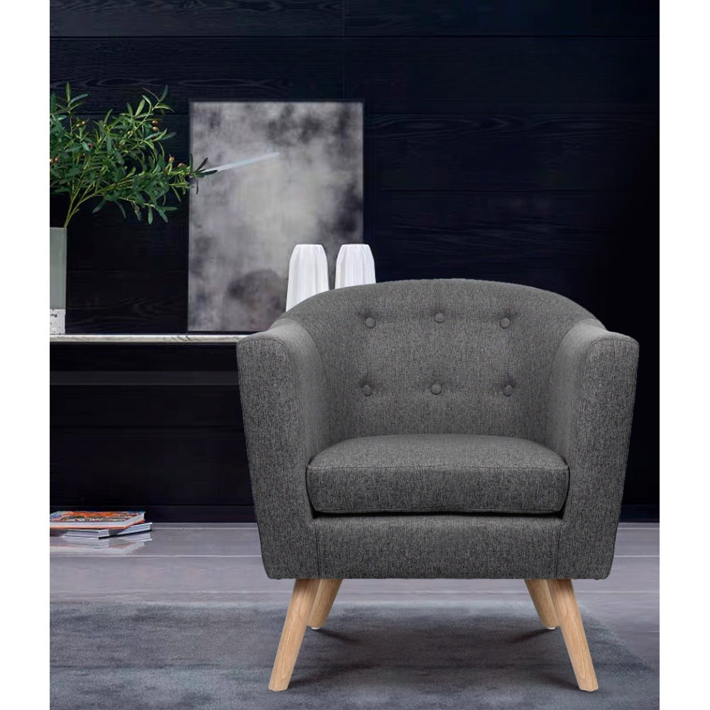 Armchair Tub Chair Single Accent Armchairs Sofa Lounge Fabric Grey