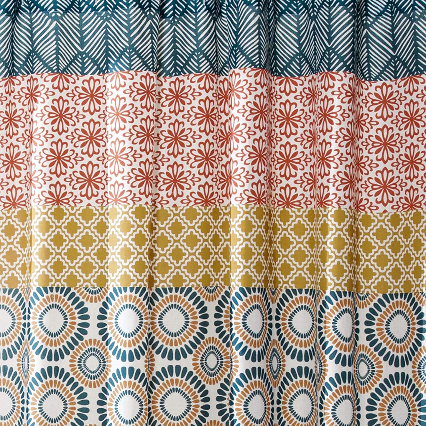Bohemian Stripe Window Curtain Panels 52x84 Inch Set - Turquoise Orange