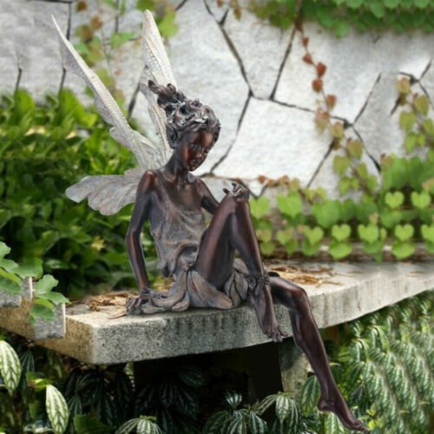 Outdoor Resin Fairy Statue Sitting Fairy Garden Ornament Sculpture Decor