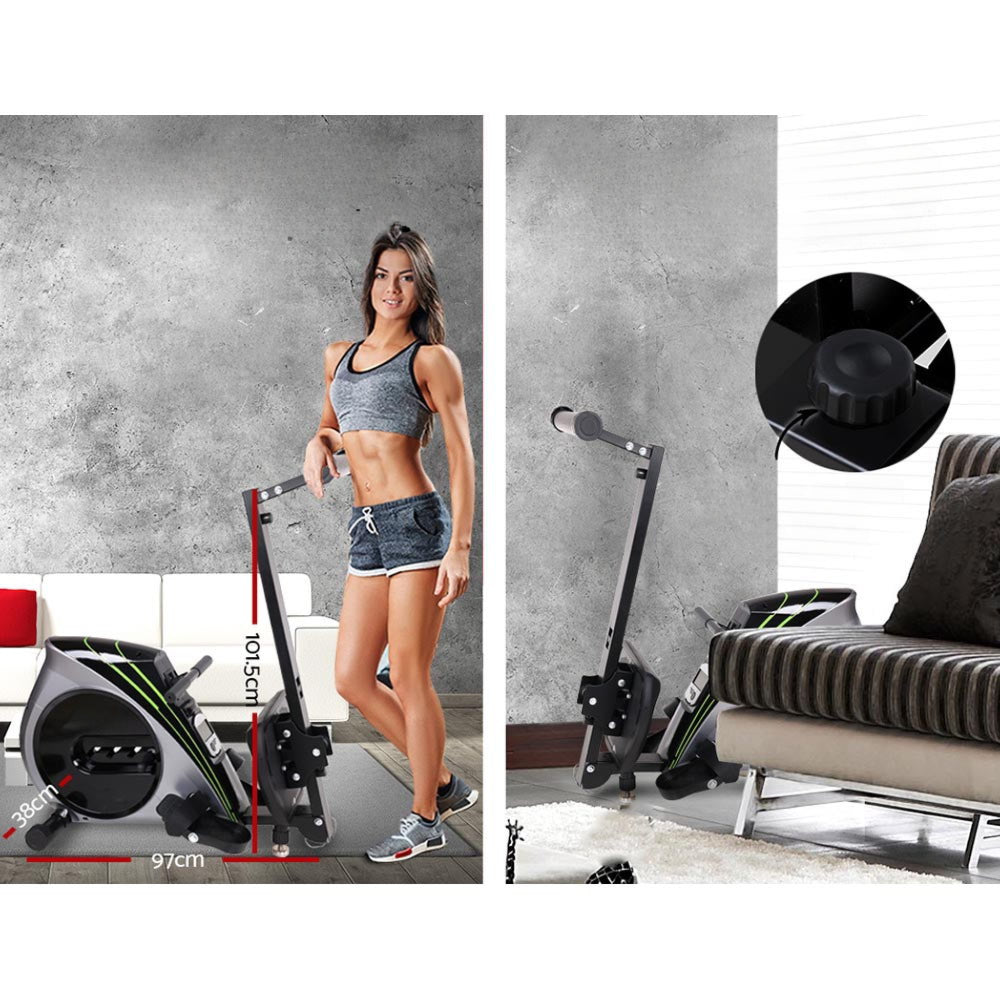 Rowing Exercise Machine Rower Resistance Home Gym - Grey