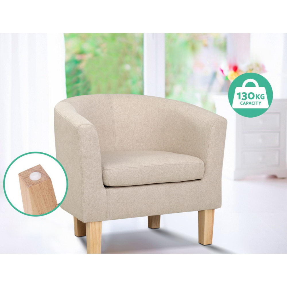 Armchair Lounge Chair Tub Accent Armchairs Fabric Sofa Chairs Beige