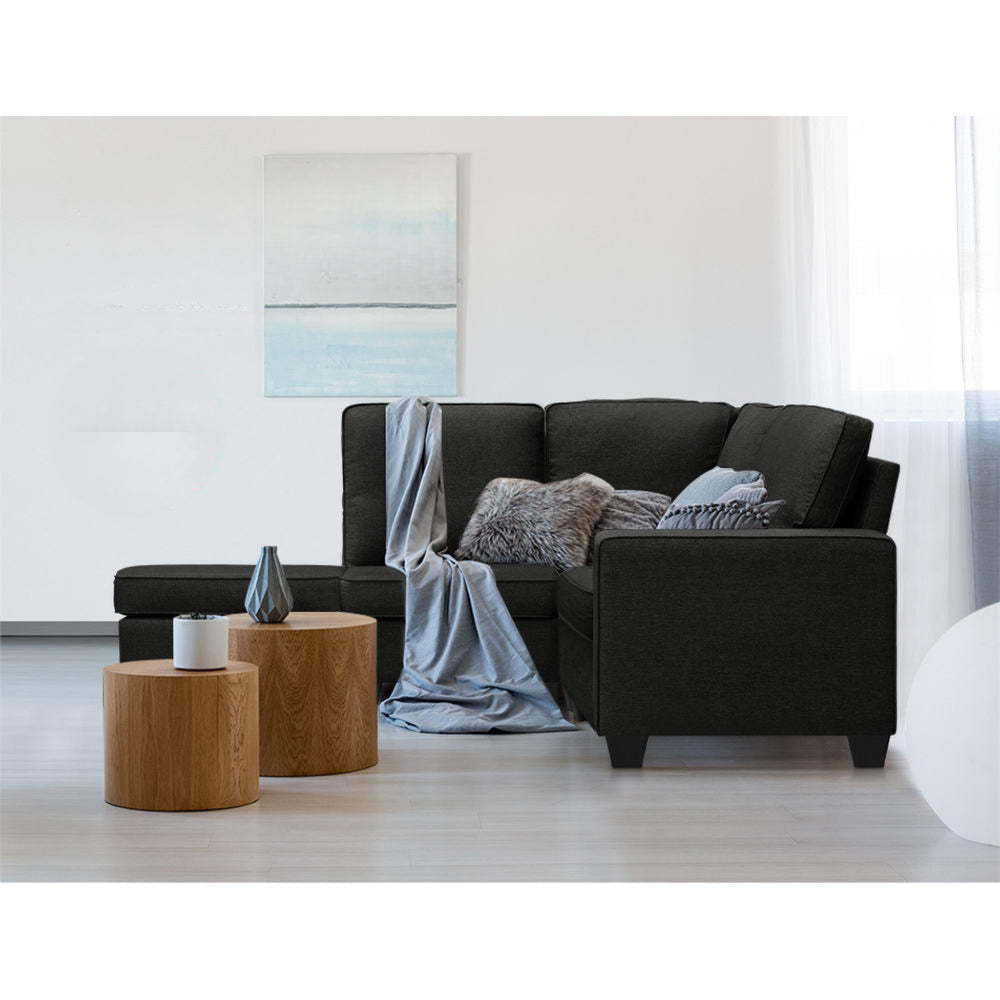 Sofa Lounge Set 4 Seater Modular Chaise Chair Couch Fabric Dark Grey