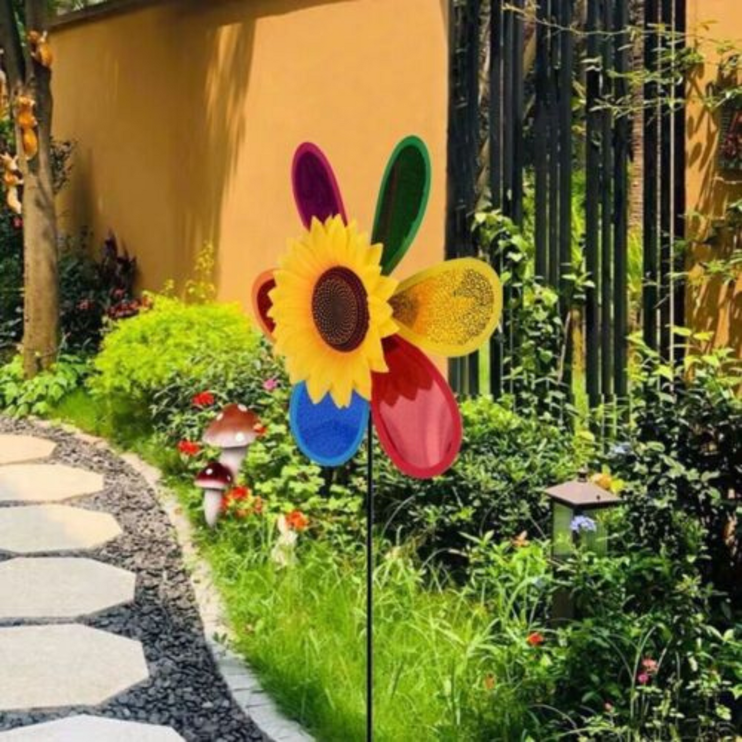 2pcs Colourful Sunflower Windmill Wind Spinner Pinwheel for Garden Yard Decor
