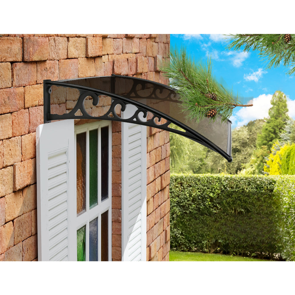 Patio DIY Window Door Awning Canopy UV Shield Brown - 1x4m