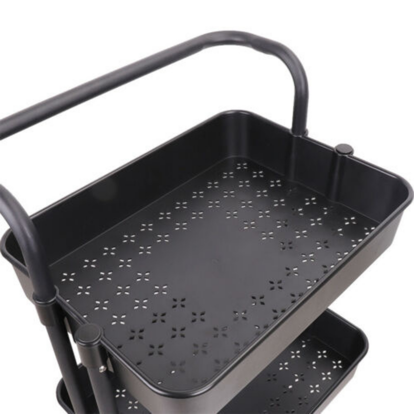 3-Tier Rolling Storage Cart with Handle Basket Serving Trolley Organizer