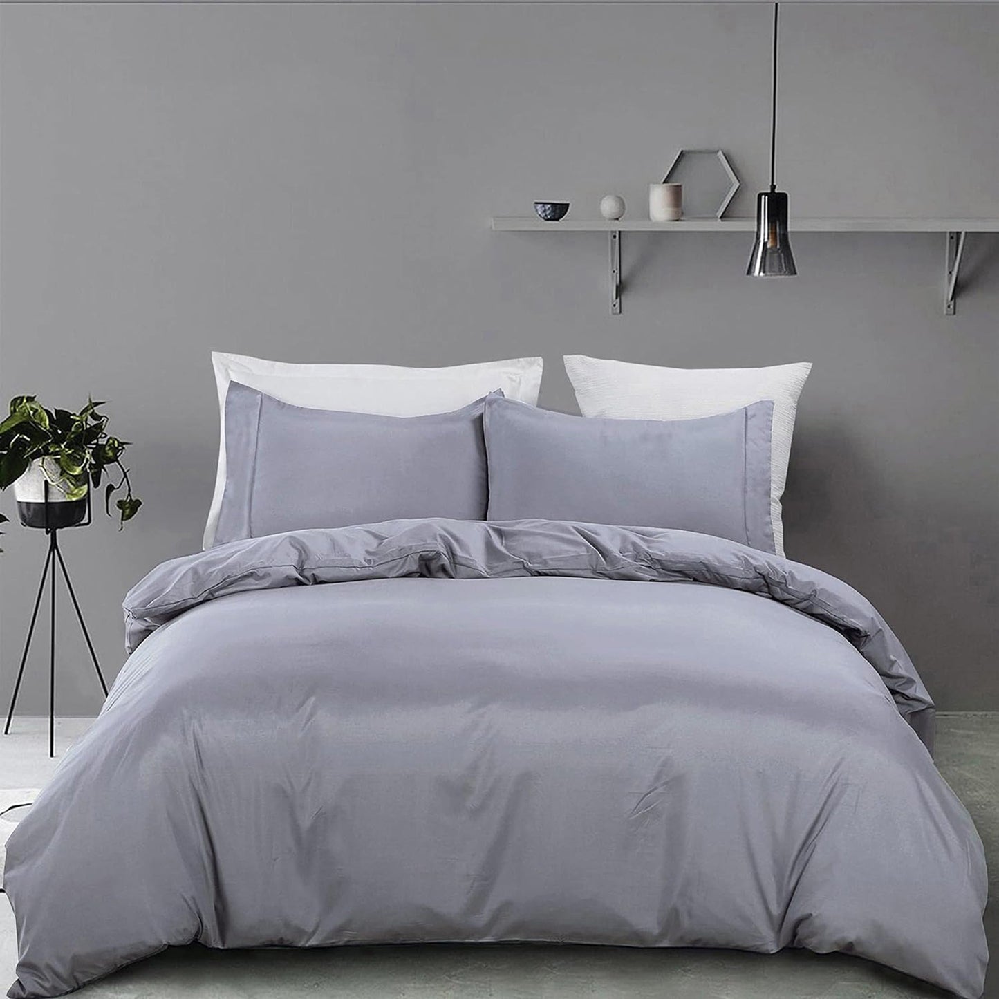 2000 TC Premium Microfibre Doona Cover Ultra Soft Quilt Cover Set - Silver Grey