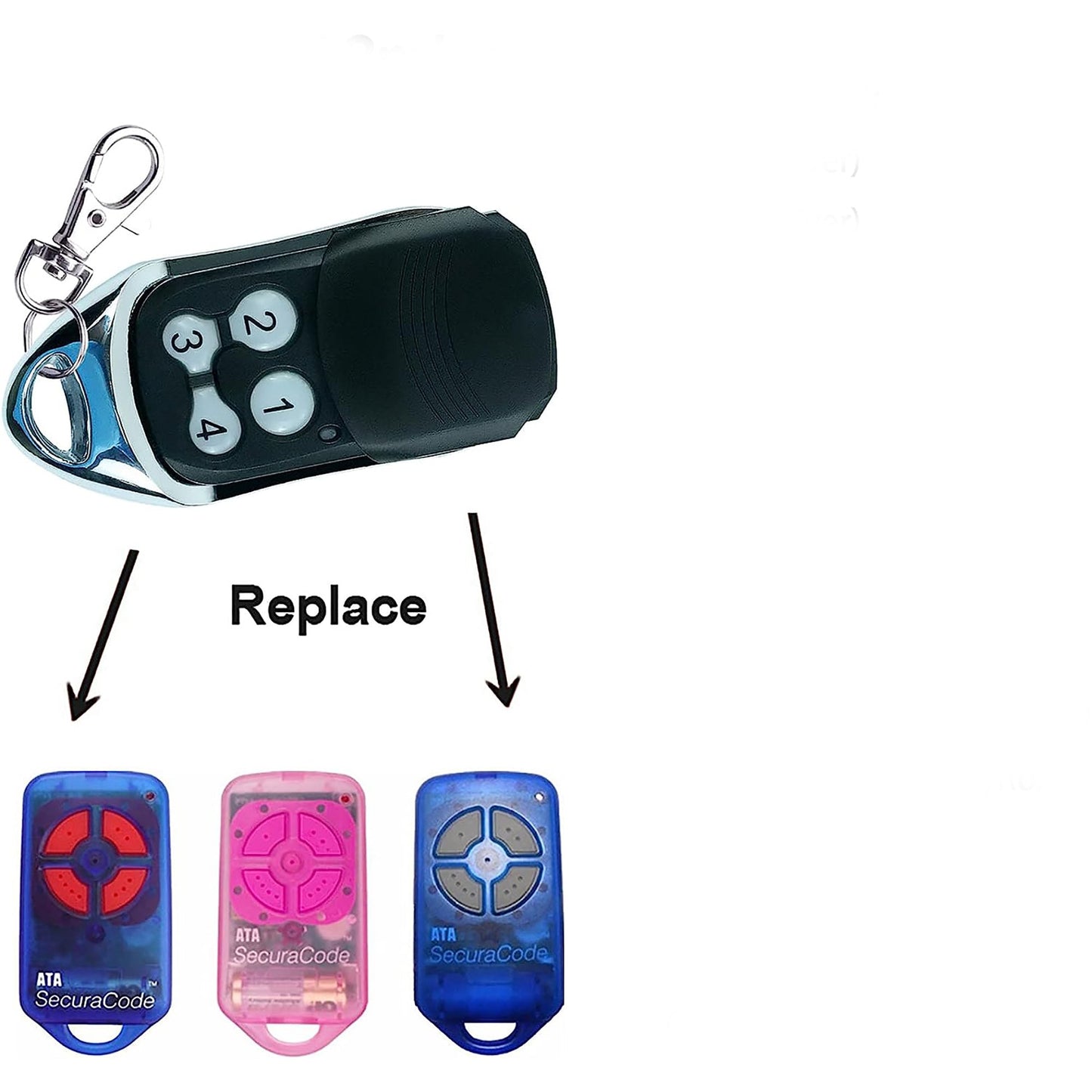 Garage Gate Door Remote Control for ATA PTX4 Replacement - Black