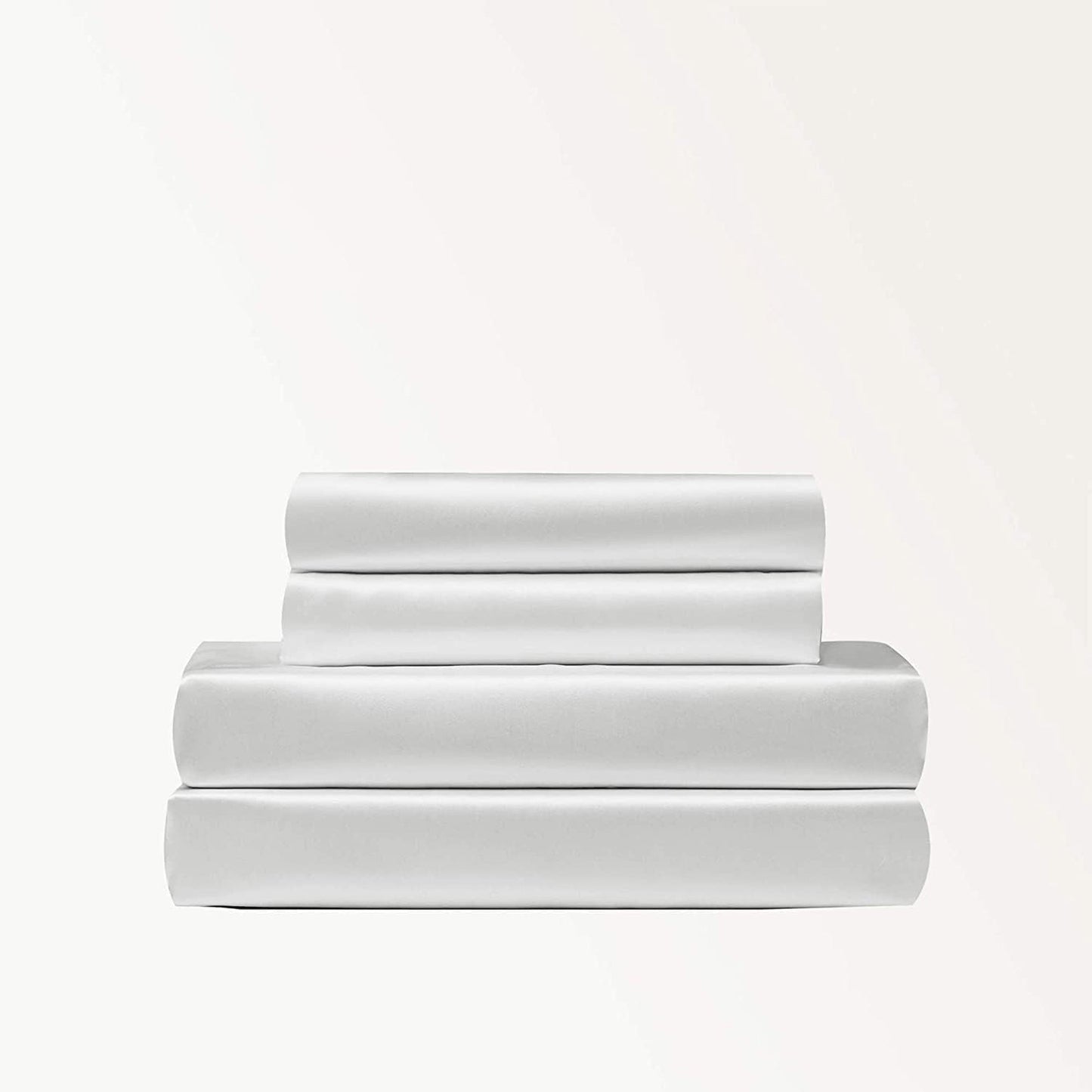 1800TC Microfibre Silky Soft Satin Comfort Hypoallergenic Fitted Sheet Set - White