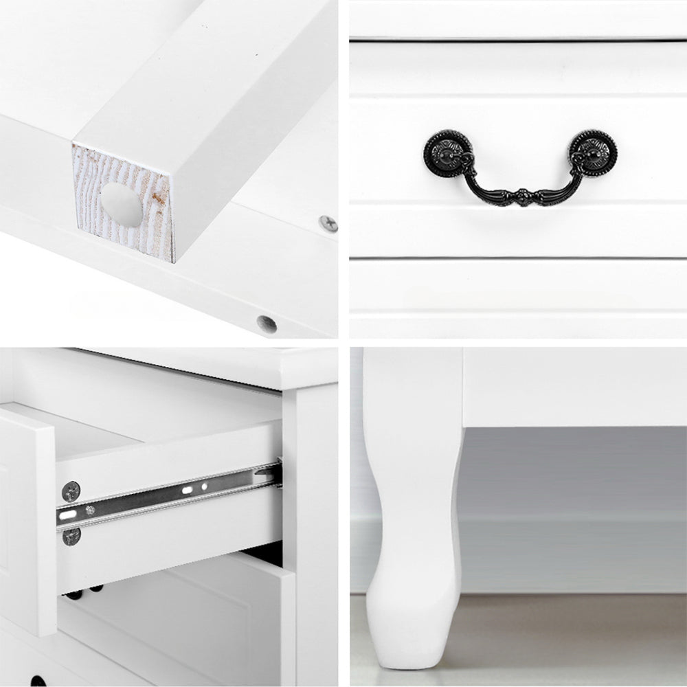 Chest of Drawers Dresser Table Lowboy Storage Cabinet White KUBI Bedroom