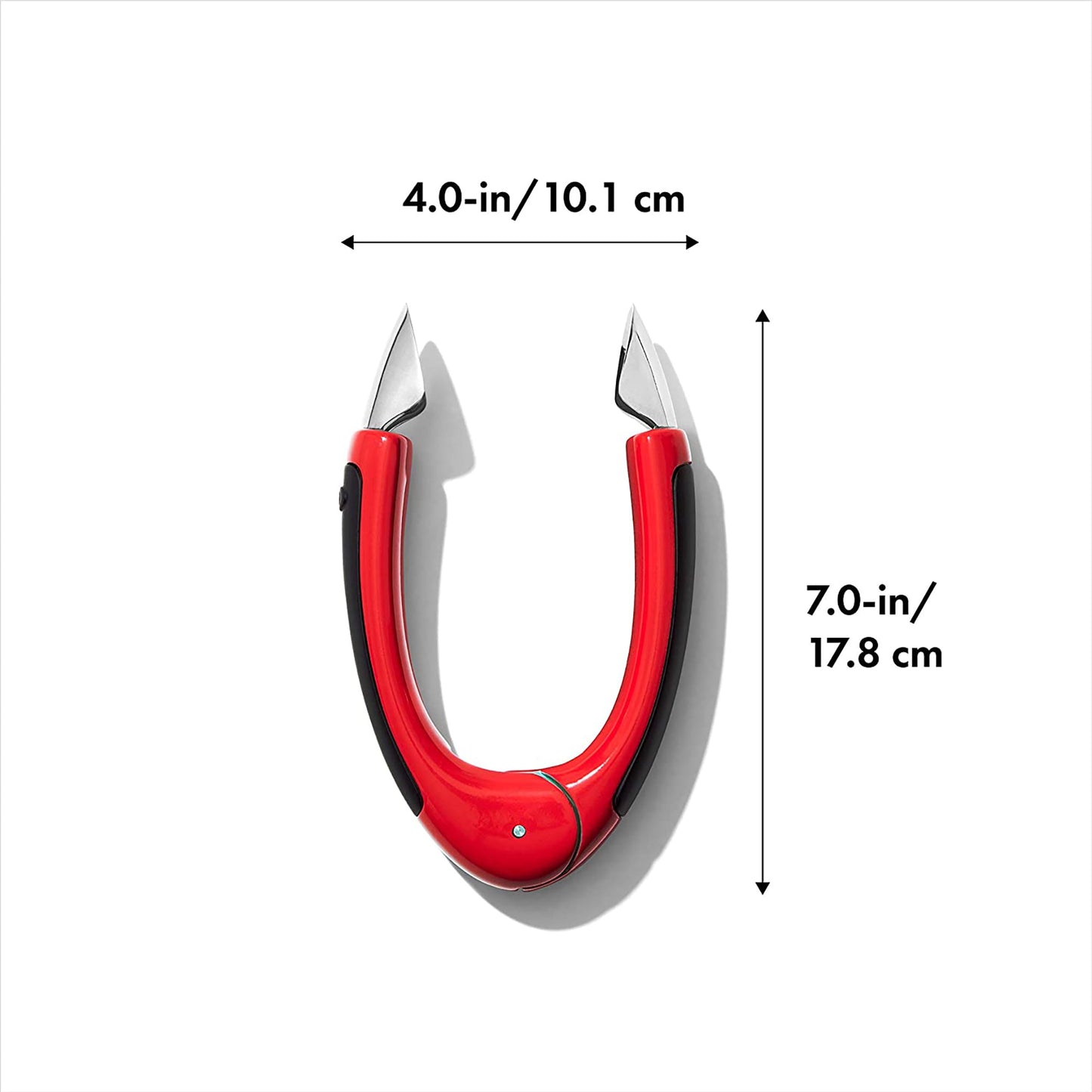 Stainless Steel Blade Strawberry Huller with Non Slip Grip - Red