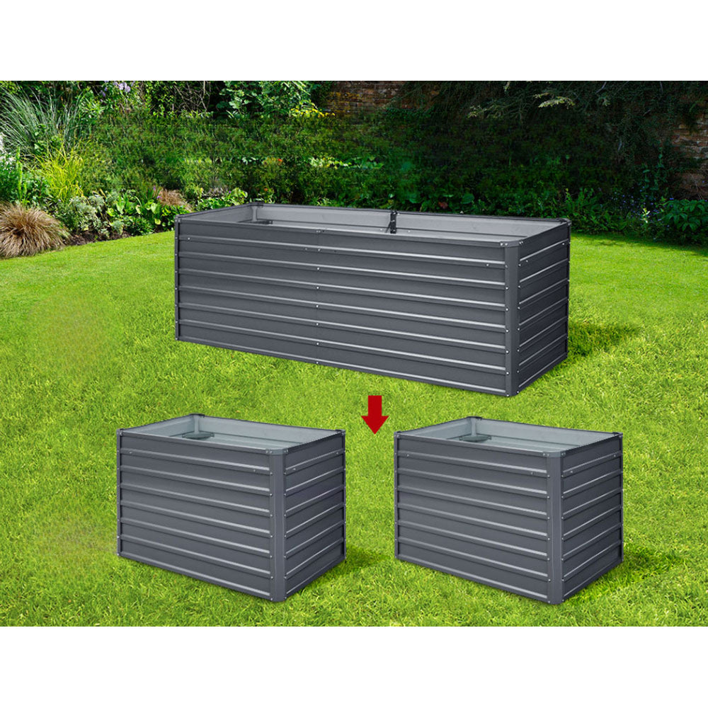Garden Bed 240X80X77CM Galvanised Raised Steel Instant Planter 2N1