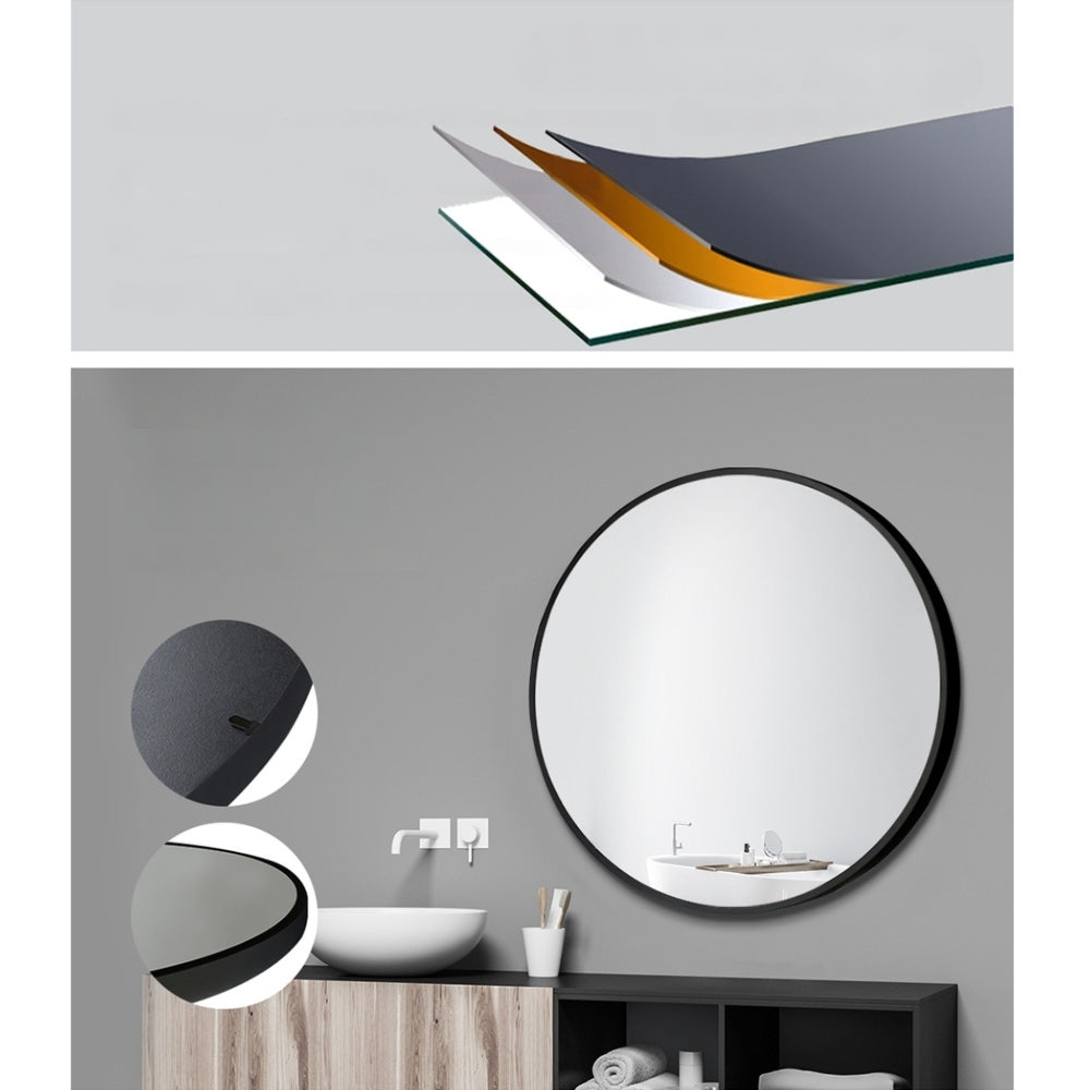 Bathroom Makeup Wall Mirror Frameless Round - 50cm