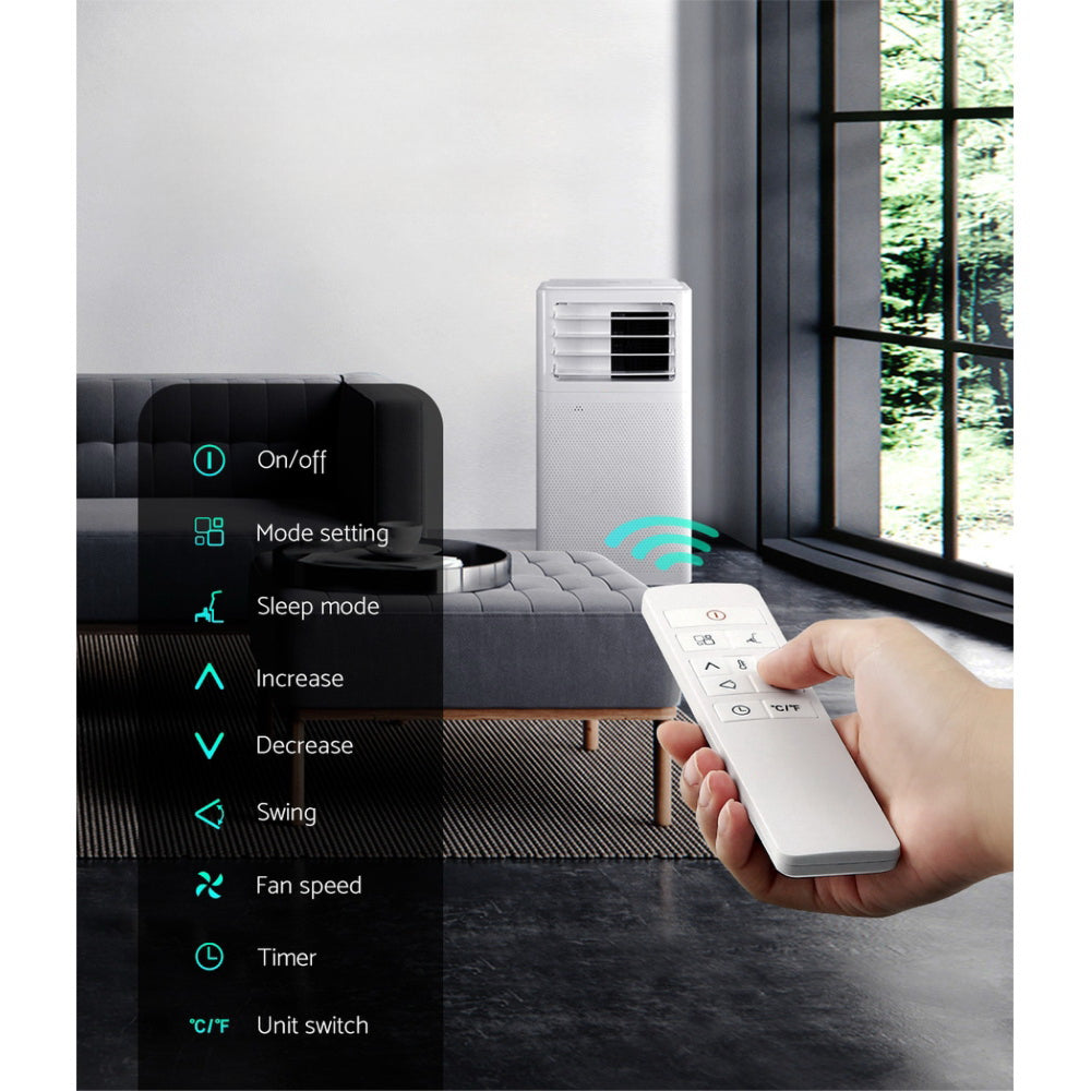 Portable Air Conditioner Cooling Mobile Fan Cooler Dehumidifier White 2000W