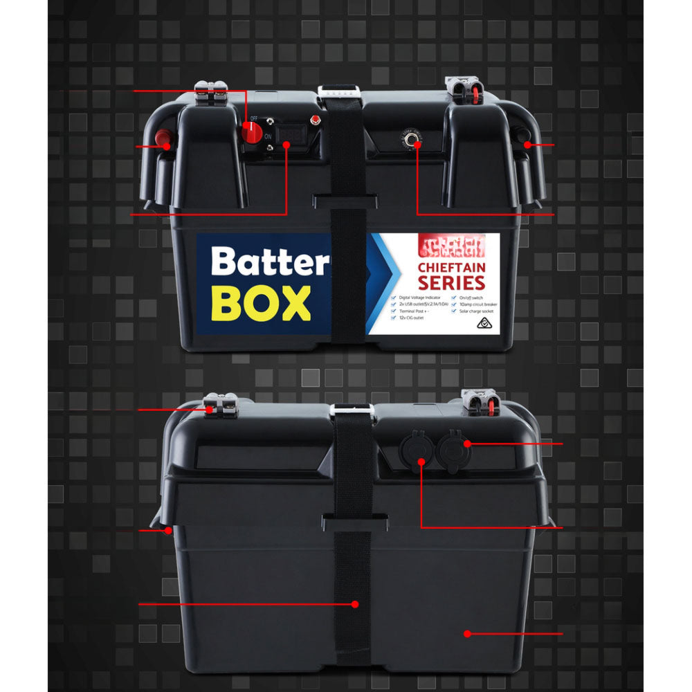 Universal Battery Box Camping Portable Large USB AGM - 12V