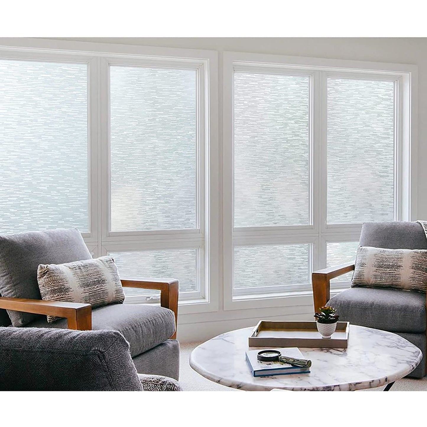 Frosted Privacy Window Film Non Adhesive UV Blocking Self Static Cling - 44.5x300 cm