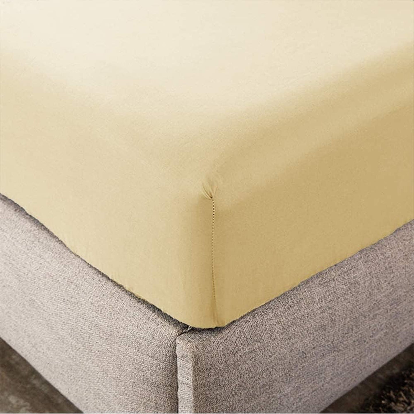 1000 TC Long Staple Combed  100% Natural Cotton Fitted Sheet - Cream