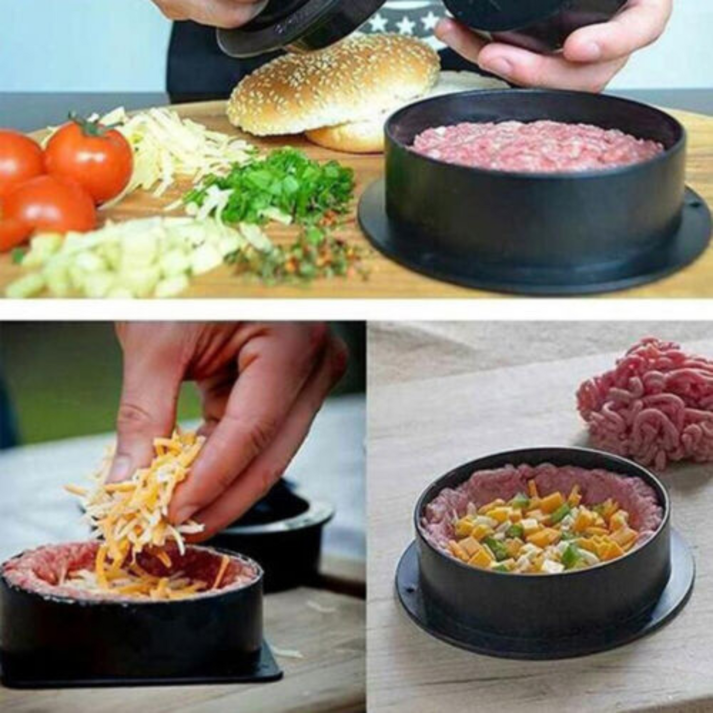DIY Hamburger Patty Mould Maker Non-Stick Stuffed Meat Press for BBQ