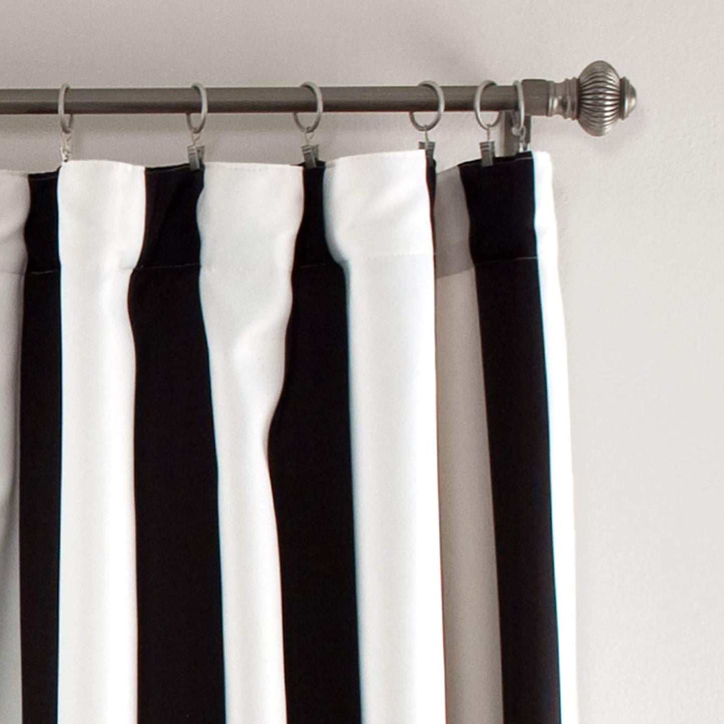 Stripe Energy Efficient Room Darkening Window Curtain Panel Set of 2 - Black