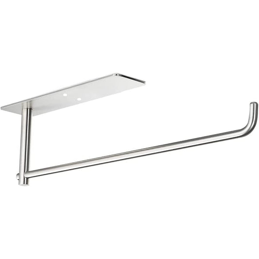 Drill Mount Stainless Steel Paper Towel Holder Rack - Silver