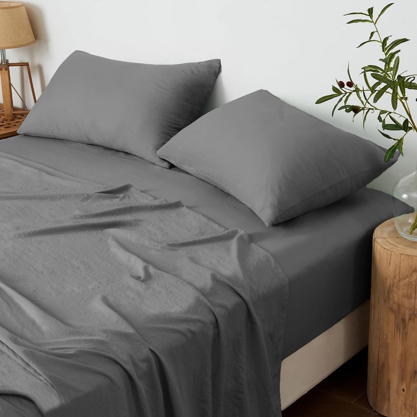 Premium 1800TC Breathable Ultra-Soft Microfibre Single Bed Sheet Set - Charcoal