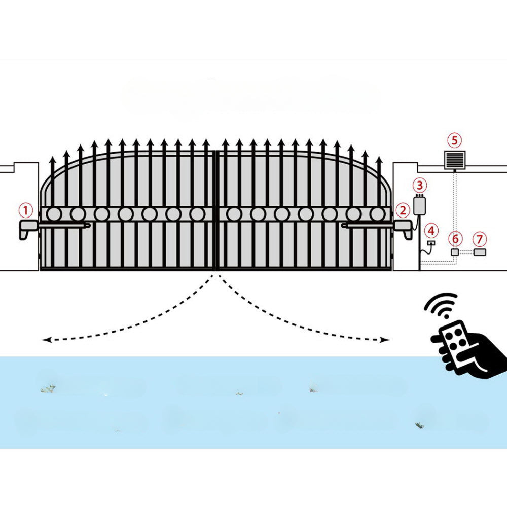 Swing Gate Opener Auto 40W Solar Power Electric Remote Control 1000KG