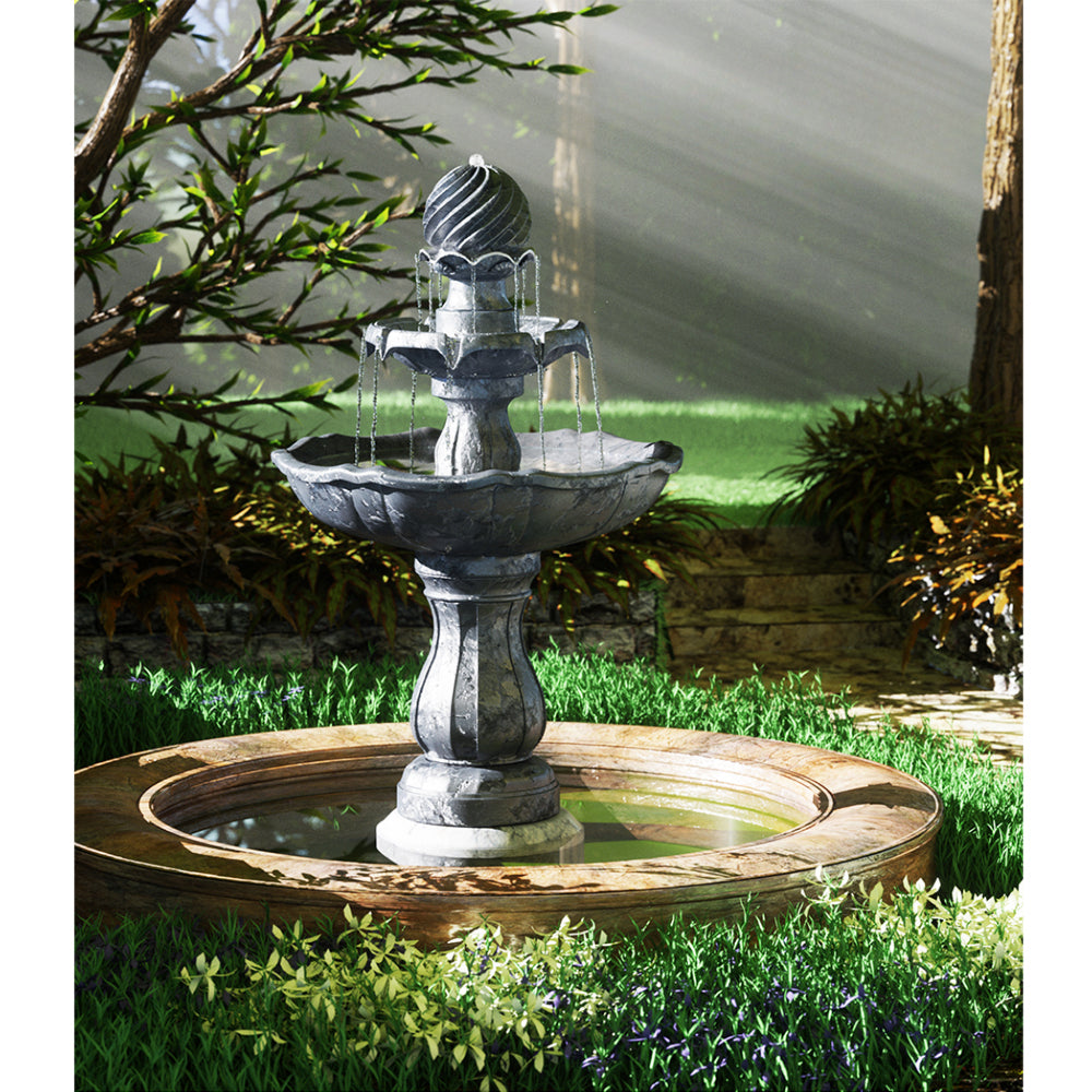 Solar Powered Garden Water Fountain 3 Tiers Black