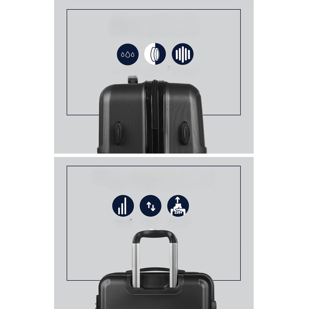 28" Luggage Trolley Travel Suitcase Set TSA Lock Hard Case Black