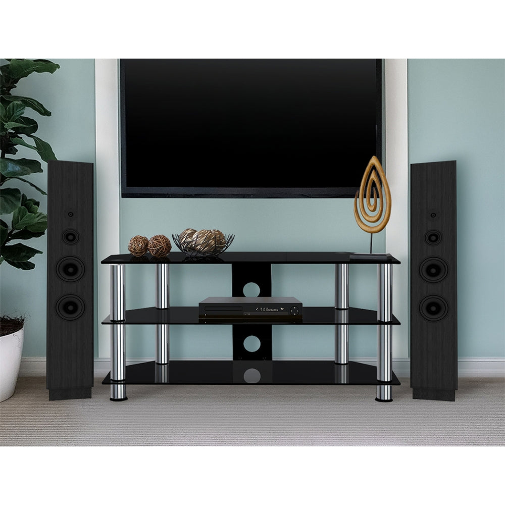 TV Stand Entertainment Unit Media Cabinet Temptered Glass 3 Tiers