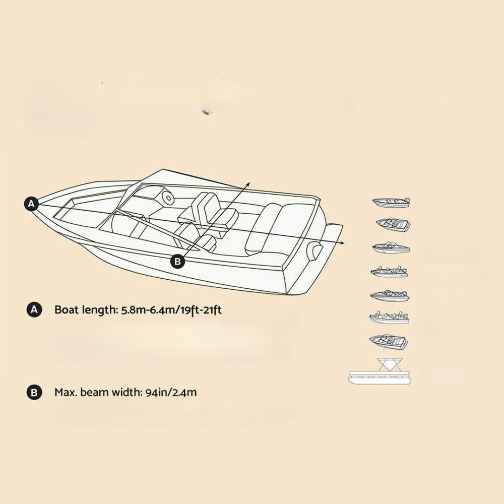 19 - 21ft Waterproof Boat Cover