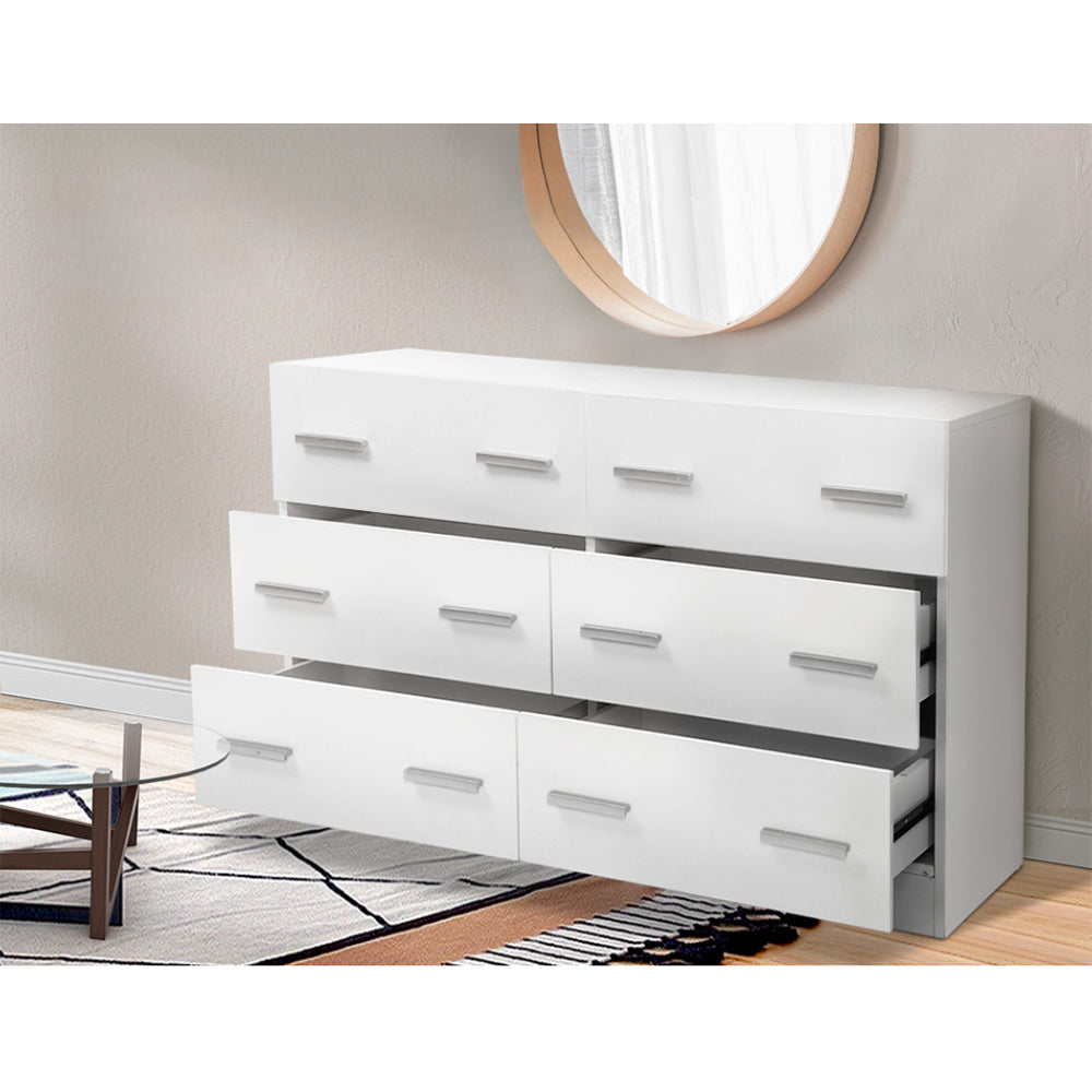 6 Chest of Drawers Cabinet Dresser Tallboy Lowboy Storage Bedroom White