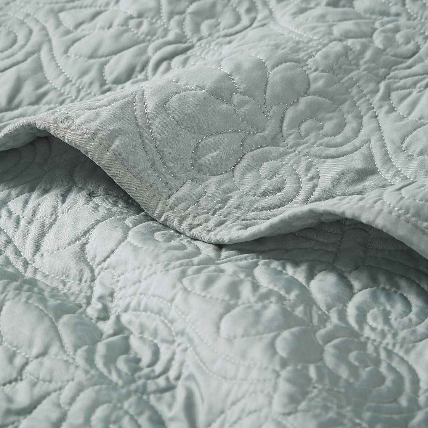 Ultra Soft Cotton Filled Damask Stitching Design Quilted Throw Blanket - Seafoam