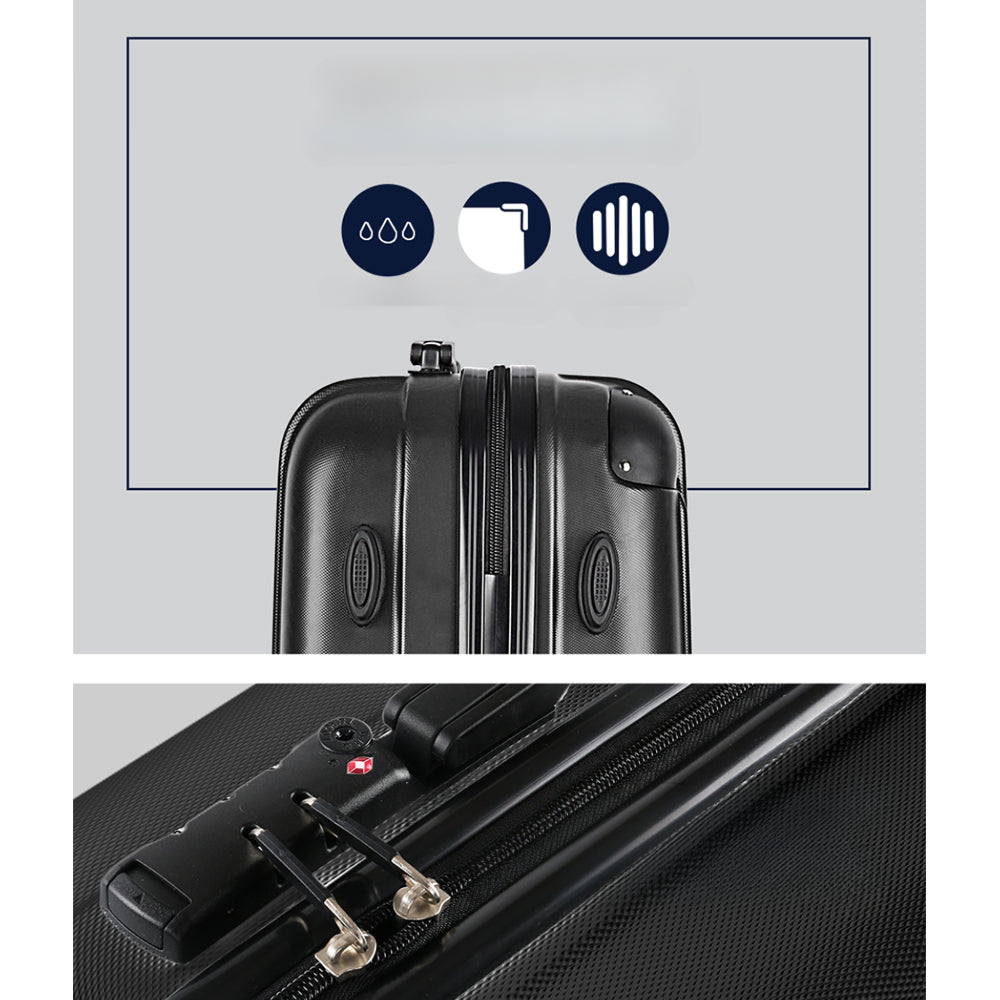 3pcs Luggage Set Travel Suitcase Storage Organiser TSA lock Black