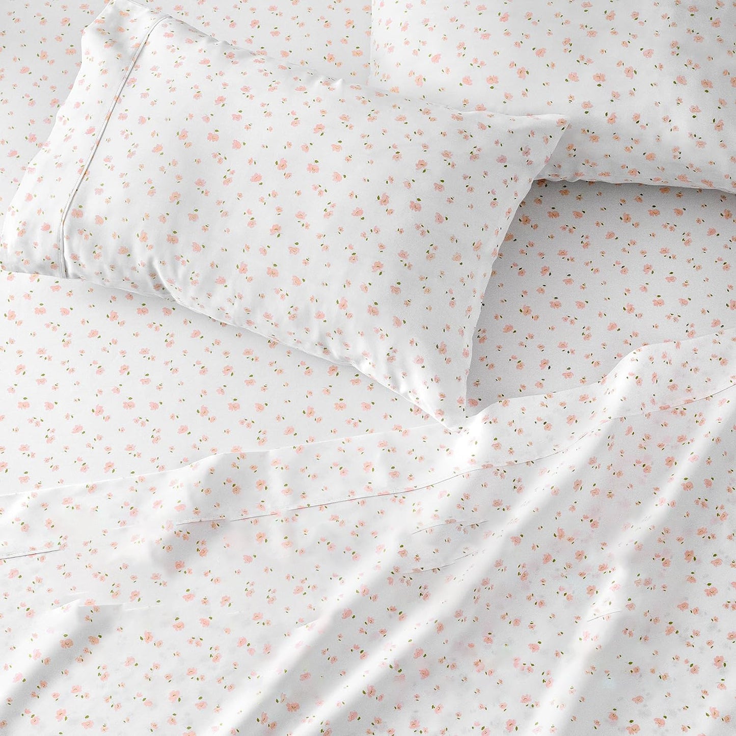 100% Cotton Soft and Durable Sateen Bed Sheet Set - Shea Floral Blush