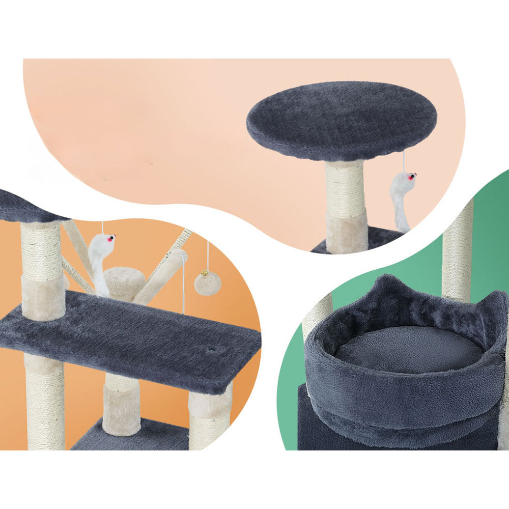 Cat Tree Scratching Post Scratcher Tower House - 110cm